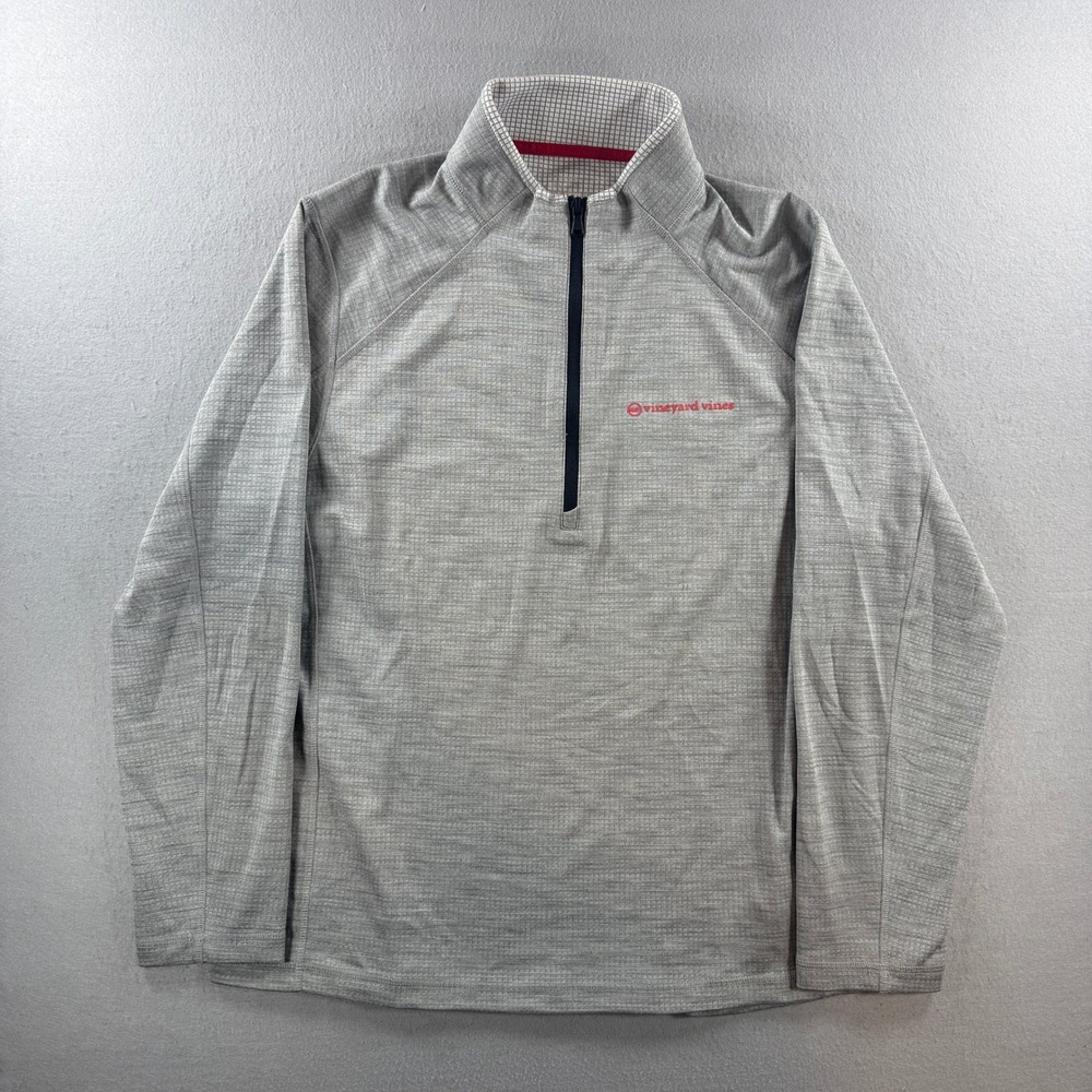 Vineyard Vines Performance Pullover Men Large Gray 1/4 Zip Sweater Golf Athletic